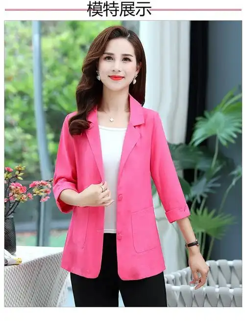 中老年女装外套女2022新款春秋气质妈妈装大码短款西装外套30岁40岁