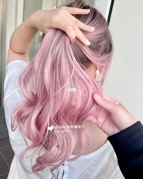 混血轻欧风发色渐变樱花粉色太好看了吧
