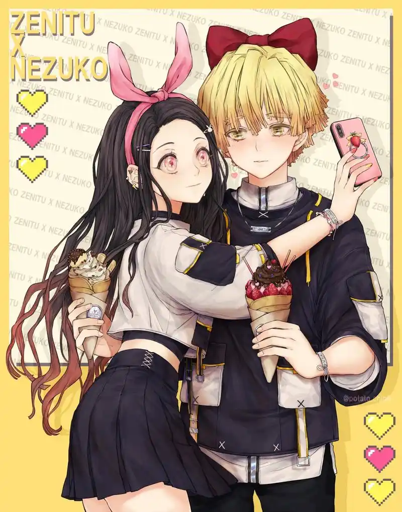 《鬼灭之刃》善逸 祢豆子的甜蜜合照,狂撒狗粮喂粉丝,吃得真饱_动漫