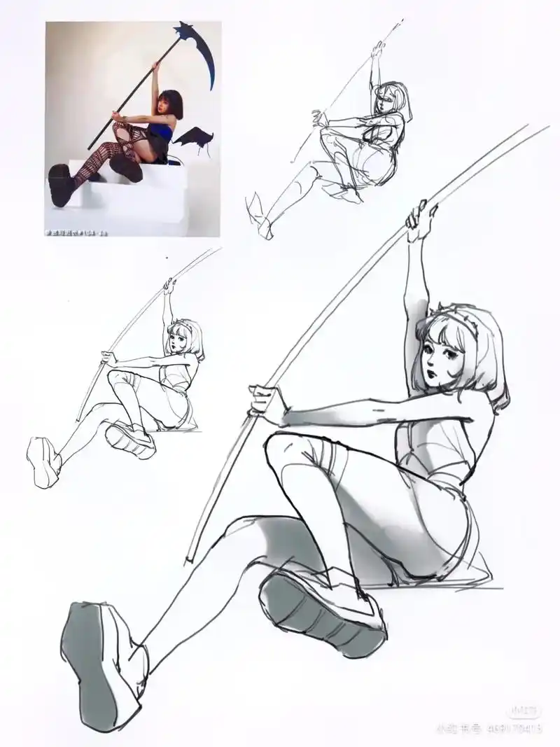 动漫人物形态速写练习.#插画 #体态 #临摹 #人物动态 # - 抖音