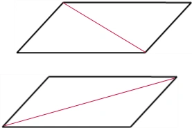 在平行四边形里面画一条线段,把它分割成两个三角形,有几种画法?