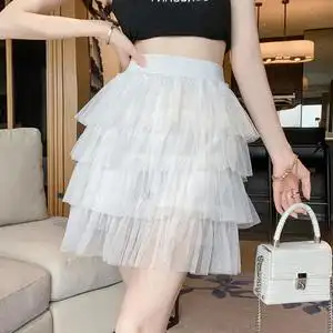 半身纱纱裙短款