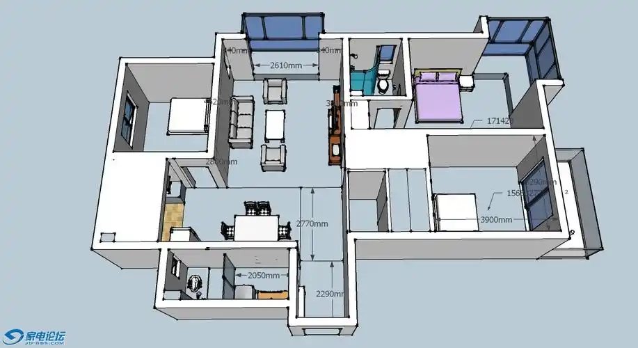 60平米立体装修效果图_设计装修立体图_立体装修效果图