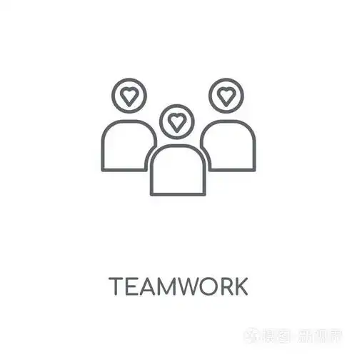 图标团队合作概念笔画符号设计薄图形元素矢量插图轮廓图案在白色背景