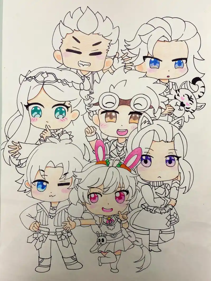 斗罗大陆q版人物合集儿童彩铅画 集齐七怪合体!