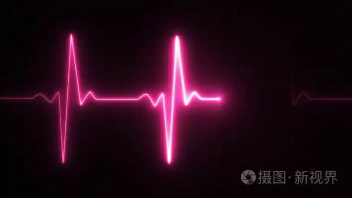 霓虹灯的心跳脉冲在粉红色图