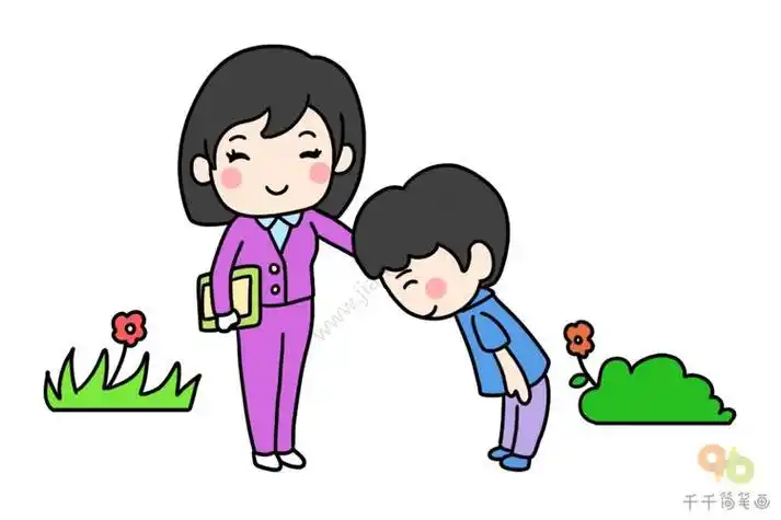 幼儿问好简笔画彩色