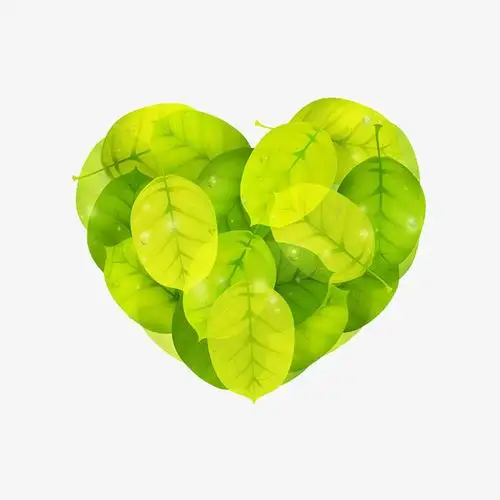 卡通绿色树叶爱心免抠图