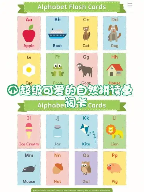 超级可爱的自然拼读单词卡