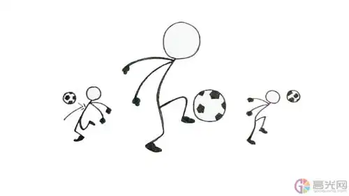 火柴人踢足球简笔画足球网