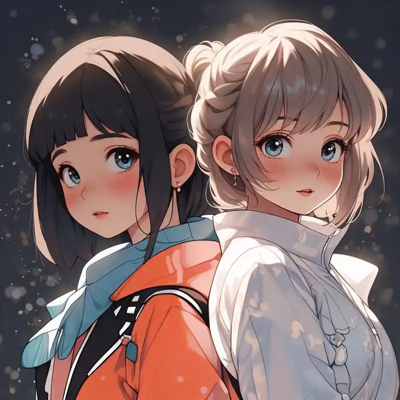 9569♀15两姐妹的卡通萌头像96 哇喔,看看这两姐妹多有趣呢!