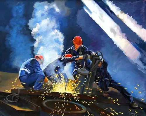 画钢铁工人!我只服刚哥…_油画
