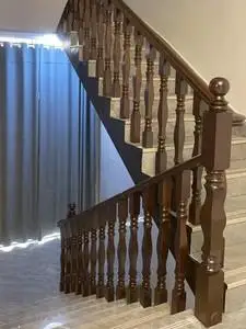 复式红橡实木楼梯木制立柱扶手家用不锈木质栏杆定制生产典和木业