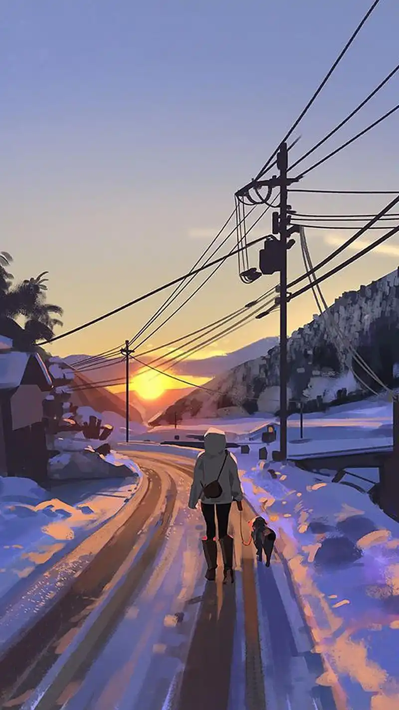 二次元街道风景图片高清手机壁纸