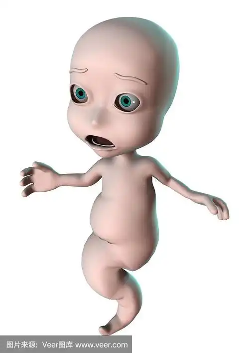 3d渲染卡通鬼孩子在白色