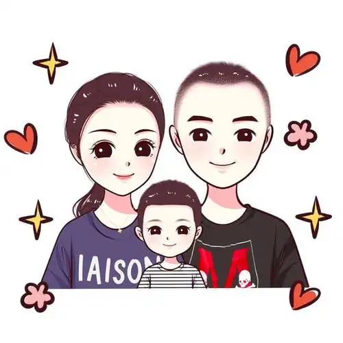 一家三口全家福,唯美幸福卡通头像,温馨让人向往
