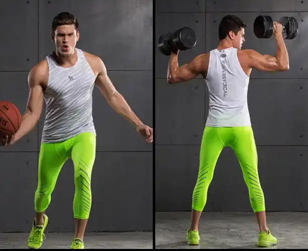 运动裤男弹力七分紧身裤速干篮球足球跑步紧身裤厂家直销健身服