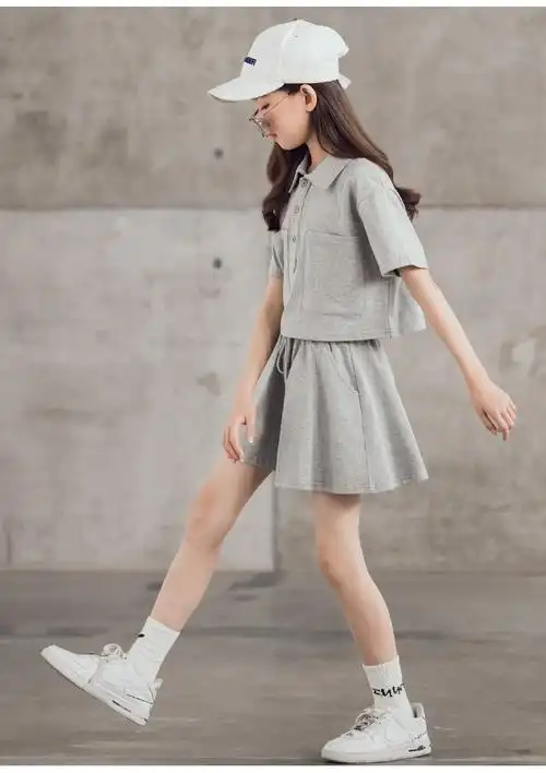 蓓馨贝女大童夏季休闲套装13到15岁2022夏季新款十二岁小女孩运动装