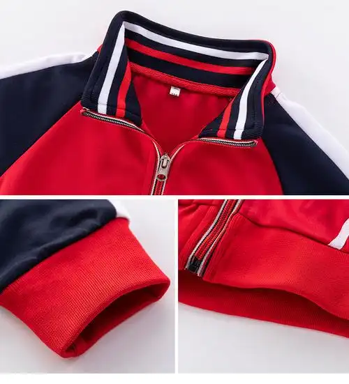 小学生校服套装春秋冬装儿童红色棒球服运动班服幼儿园园服三件套