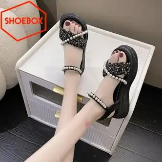 鞋柜达芙妮集团旗下罗马凉鞋女夏2024新款百搭厚底增高配裙子的松糕鞋