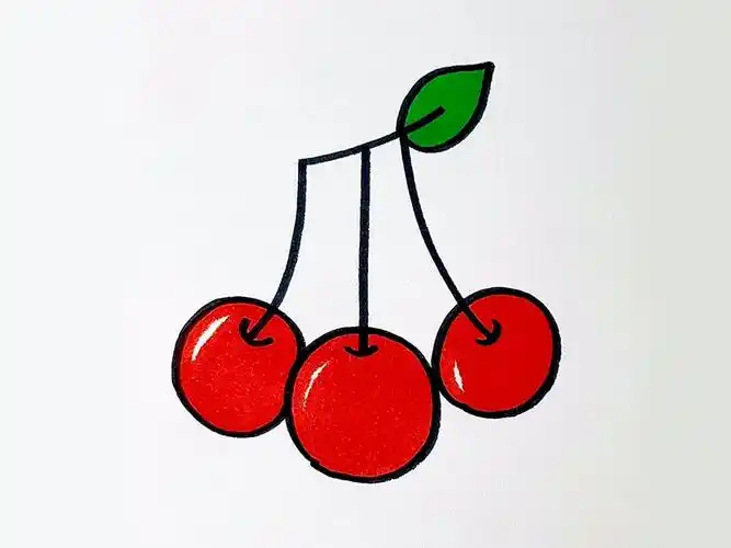 写一个爪字画樱桃简笔画
