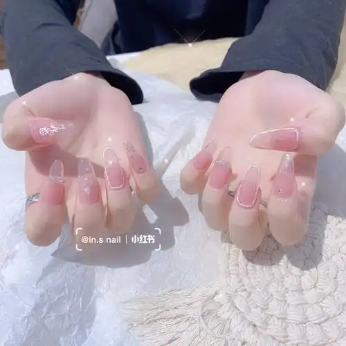 ins日式美甲夏季超仙气简约冰透美甲