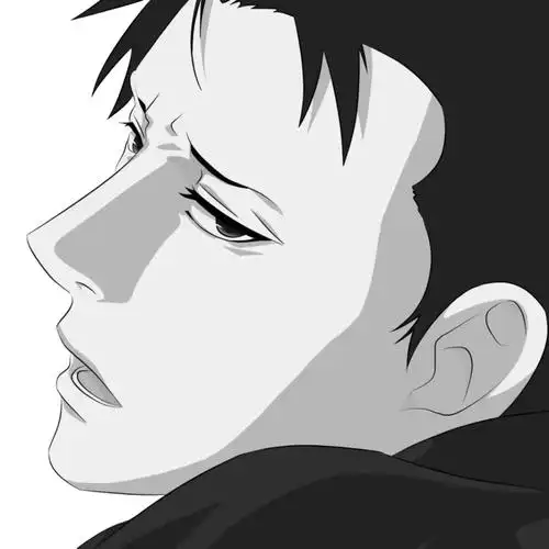 男头,侧脸男,黑白