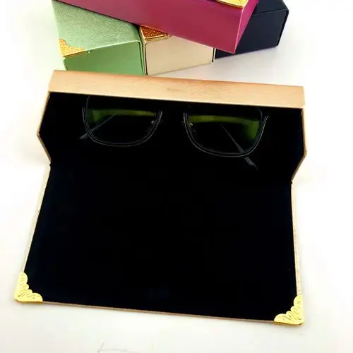 新款眼镜盒 高端大气包金角学生复古近视手工方盒 可定制店名logo-阿