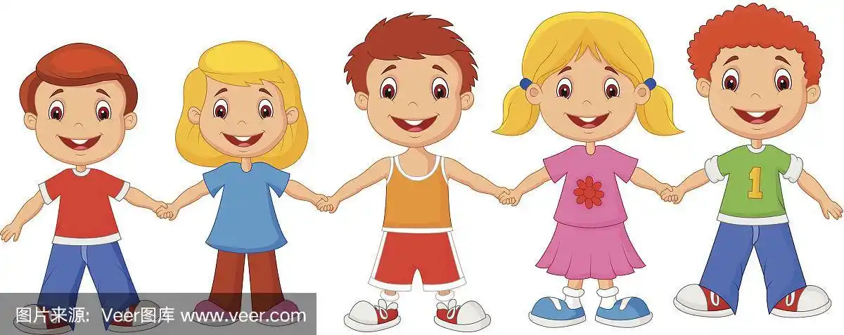 卡通,手牵手,身为人母,可爱的,女人