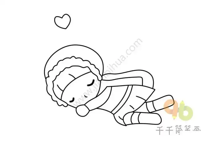 趴着的小女孩简笔画可爱 - 简单简笔画