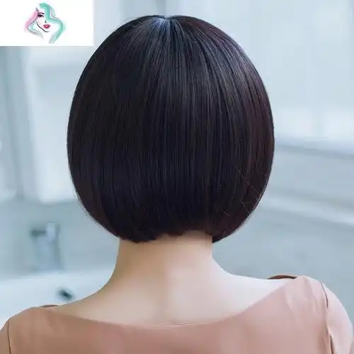假发女短发真发bobo头内扣韩国波波头套发型齐斜刘海圆脸蓬松逼真你