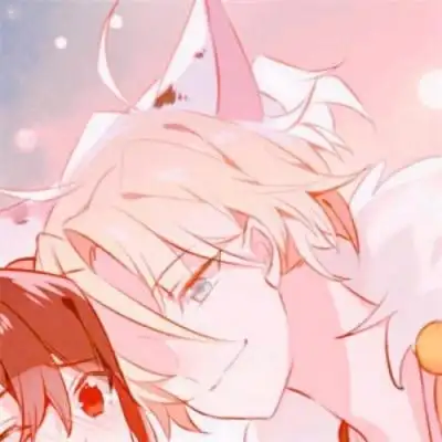 手绘唯美的女孩卡通情侣头像