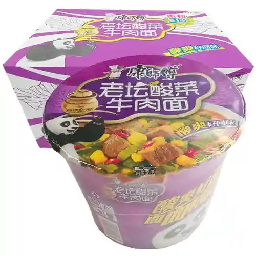 康师傅老坛酸菜牛肉面 122g×12桶/箱型 方便面