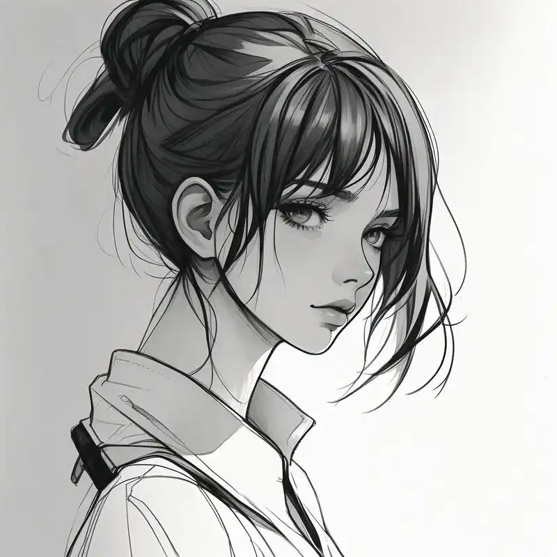 96黑白素描中的伤感女生头像 这些黑白素描头像,捕捉了女生的深邃与