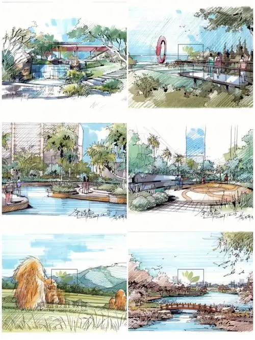 景观效果图合集马克笔手绘