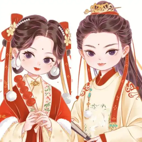 汉服小像新年情侣头像都给你们截好了