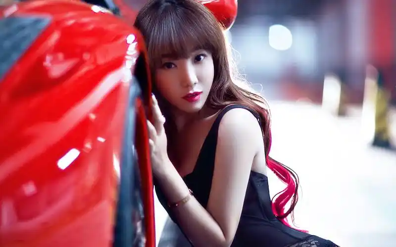 性感美女,车模,韩雨菲,法拉利,妖艳,性感,车模,电脑壁纸,壁纸法拉利