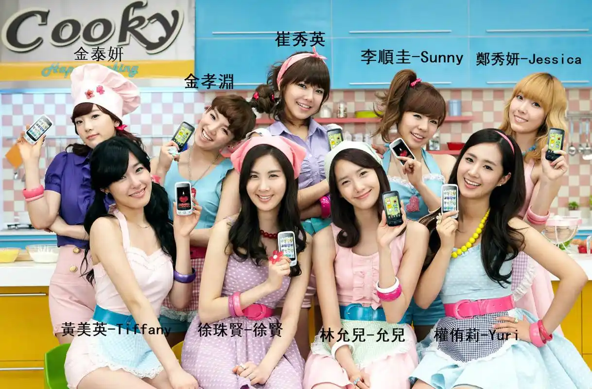 分不清少女时代的9个,帮忙看看图上的名字对不对