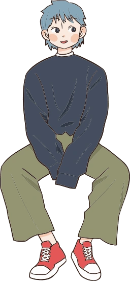 漫画风人物插画坐姿
