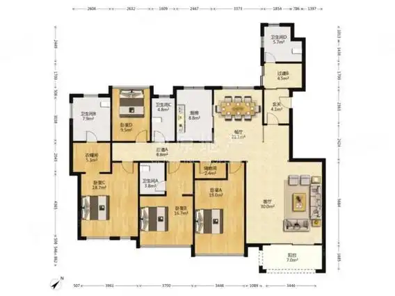 仁恒经典户型一梯一户大平层上福外建平送车权车位
