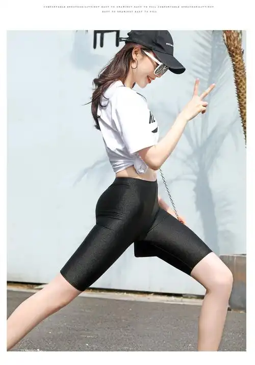 新款1-2条装】夏季薄款冰丝打底裤女五分外穿高腰光泽裤大码修身显瘦