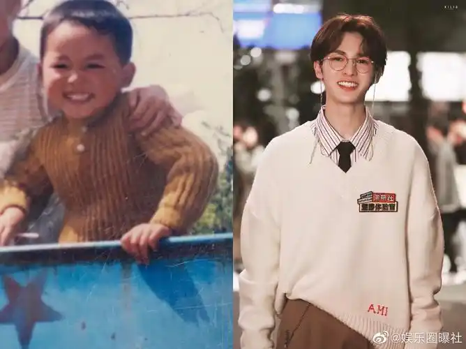 朱正廷小时候照片曝光,哈哈哈哈dbq乱入了一张表情包,露出大白牙