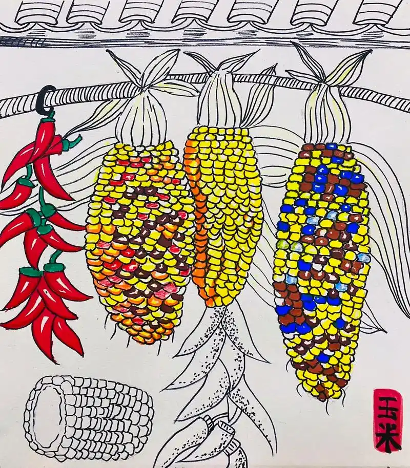 《玉米99》#画画 #儿童绘画作品 #少儿美育 - 抖音