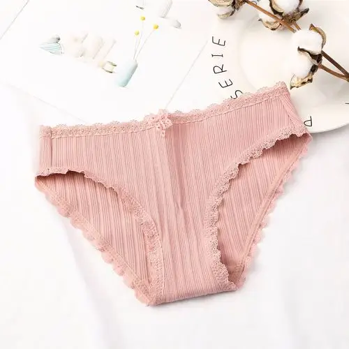 纯棉裆布蕾丝边学生三角裤 全棉可爱无痕内裤女裤头底裤少女