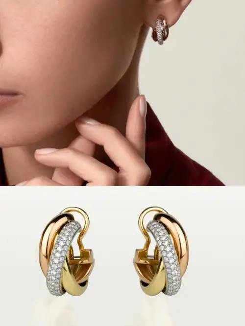 卡地亚trinity系列钻石耳环