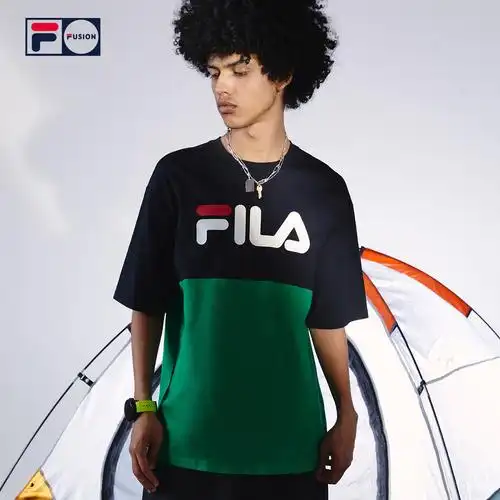fila fusion 斐乐男子短袖t恤2020春季新款全棉简约潮流宽松短t男