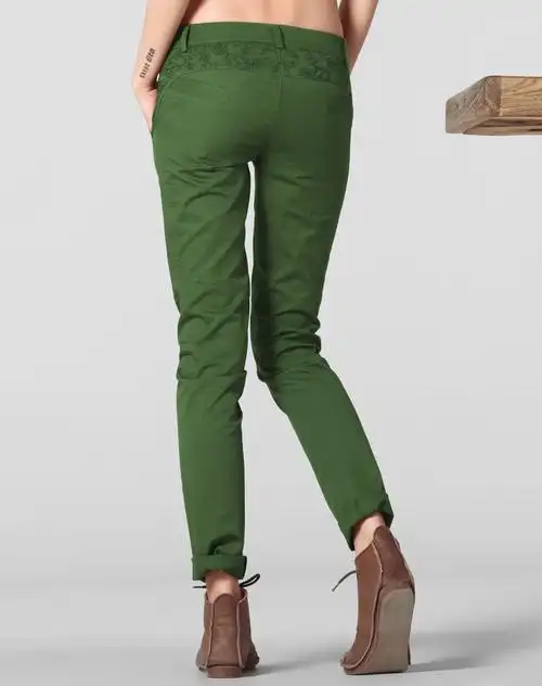 军绿色秋装裤子纯色直筒裤女裤