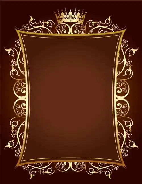 金色古典花纹的皇冠相框ps相框图片素材