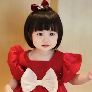 宝宝假发女可爱波波头齐刘海短直发萌娃写真一刀切公主透气全头套