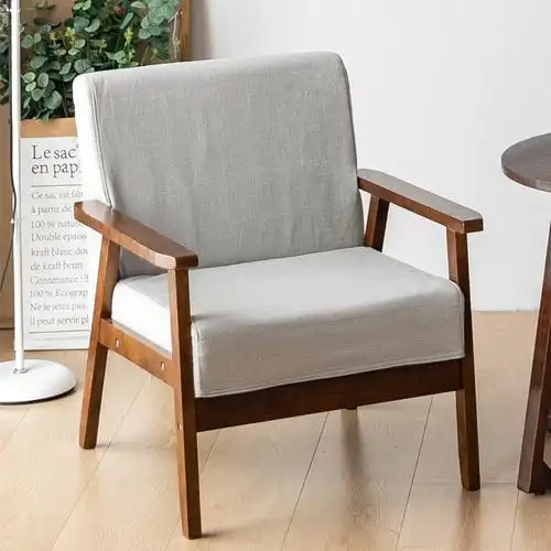 北欧风格ins风 全实木圆桌椅子组合简约复古休闲单人沙发茶几阳台定制